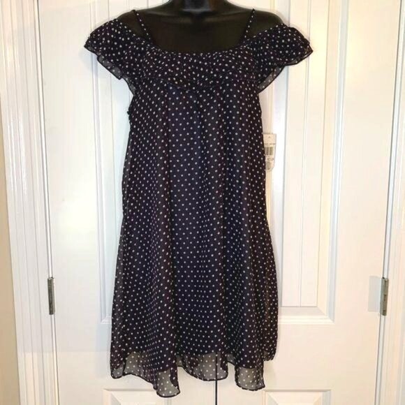 City Trends Polka Dot Off Shoulder Dress Medium - Picture 1 of 9